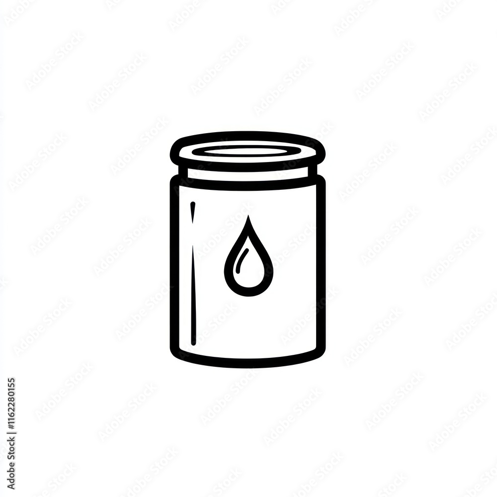 Simple line drawing of a can with a drop of liquid inside. Simple line drawing of a can with a drop of liquid inside.