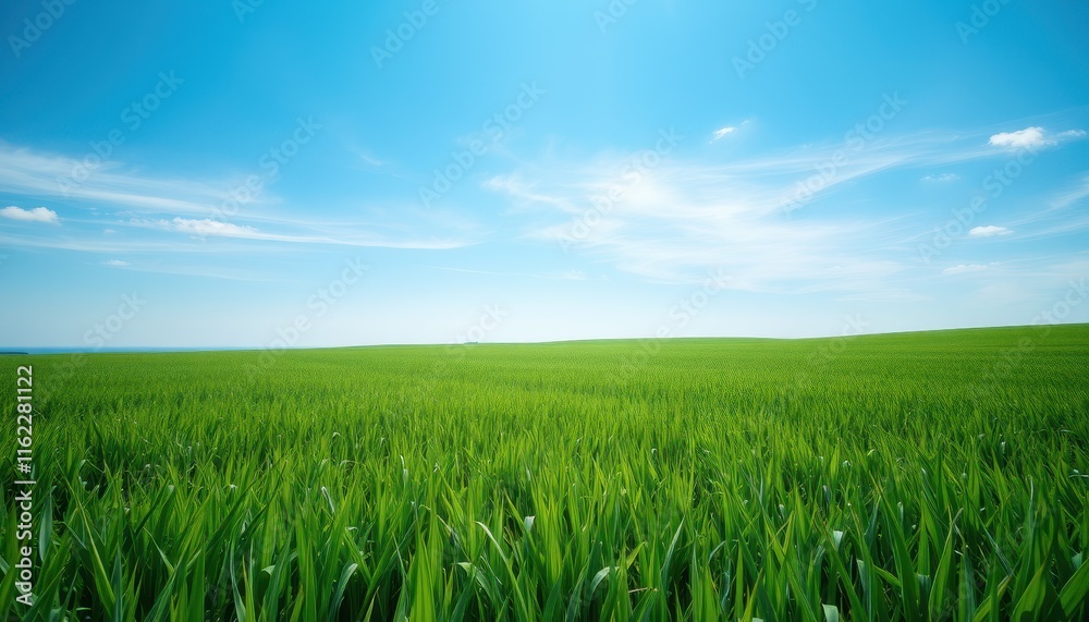 Lush Green Field Under a Clear Blue Sky Lush Green Field Under a Clear Blue Sky