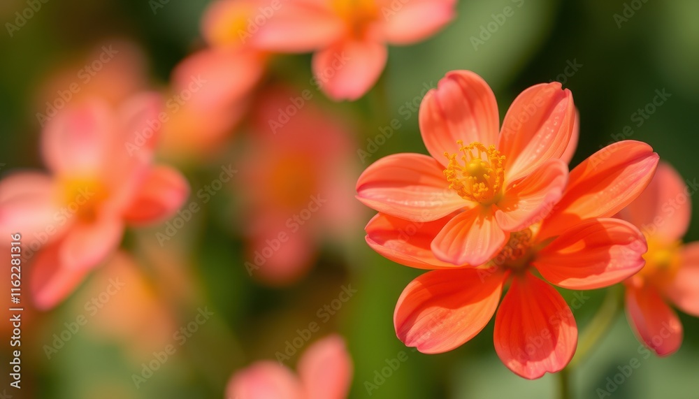 Naklejka premium A Single Orange Flower in Focus with Blurry Background