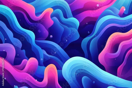 Abstract Wavy Pattern with Pink, Blue, and Purple Colors photo