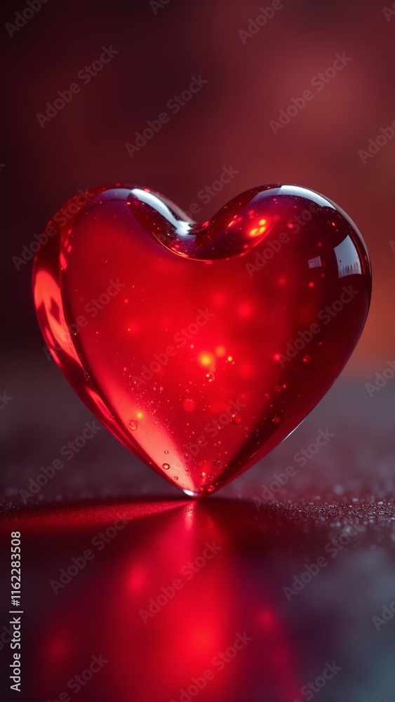 Fototapeta premium Glowing red heart captures the essence of love and passion in a serene atmosphere