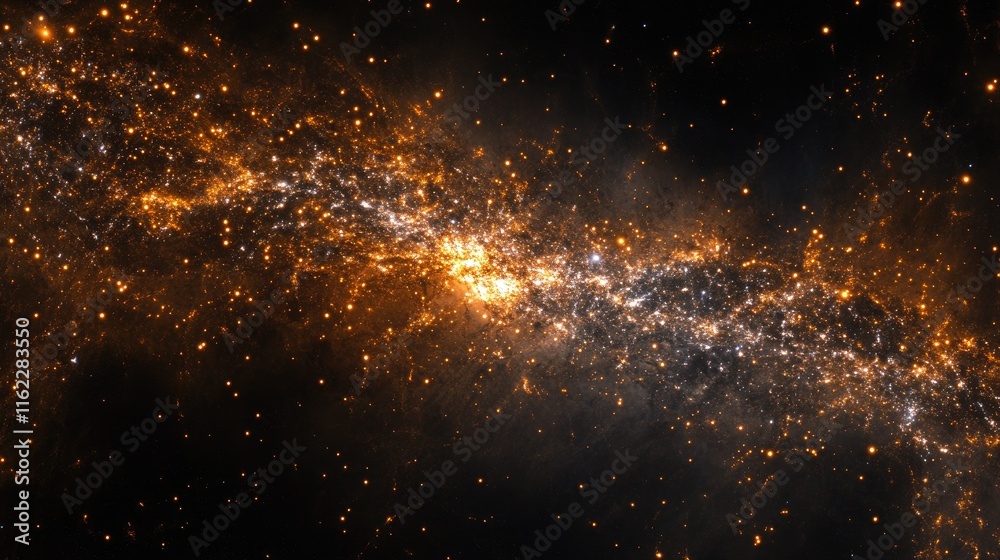 Fototapeta premium Golden Spiral Galaxy In Distant Space
