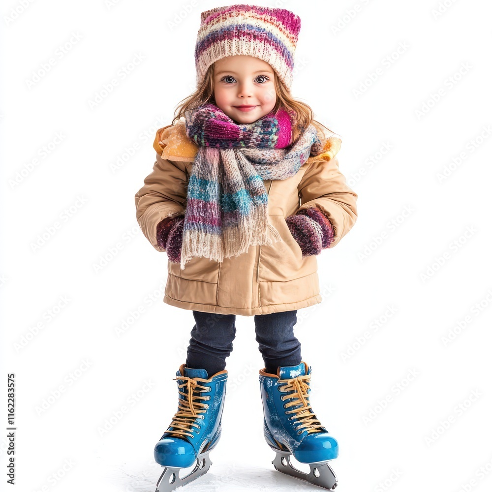 Cute little girl in winter clothes Isolated on White Background Generative AI Cute little girl in winter clothes Isolated on White Background Generative AI