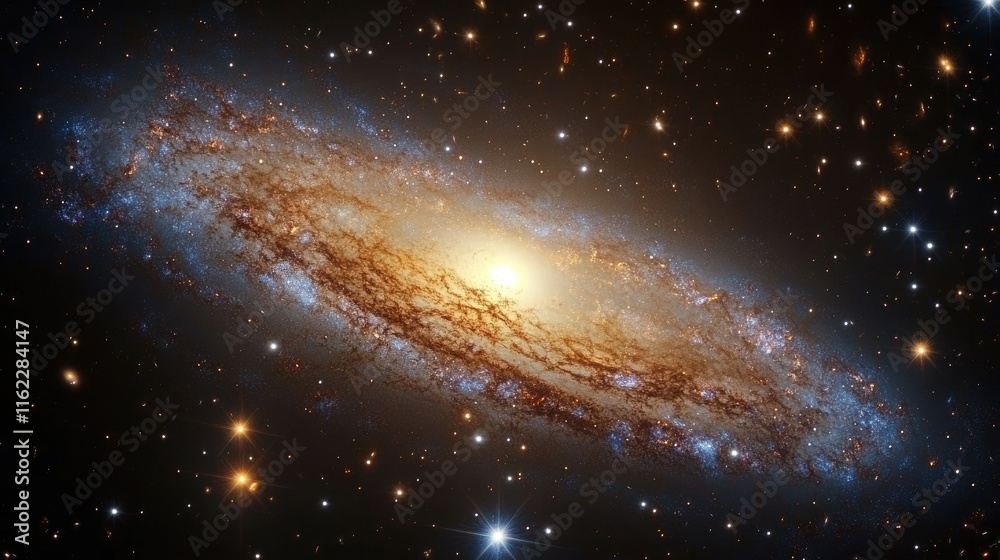 Fototapeta premium Majestic Spiral Galaxy Amidst Distant Stars And Nebulae