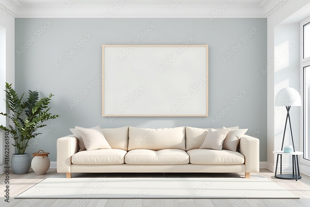 Living Room Mockup with Empty Frame Living Room Mockup with Empty Frame