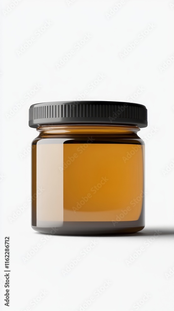 Amber Glass Jar Mockup - Elegant Empty Container for Drinks Amber Glass Jar Mockup - Elegant Empty Container for Drinks