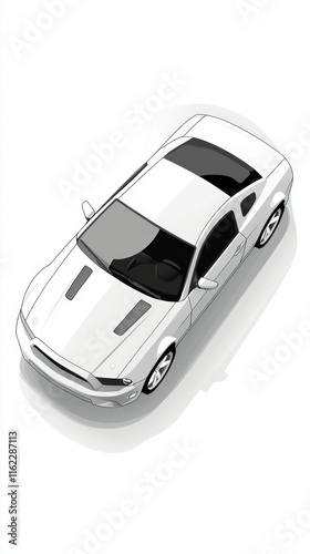 Stylish White Coupe Car Isometric View Illustration photo