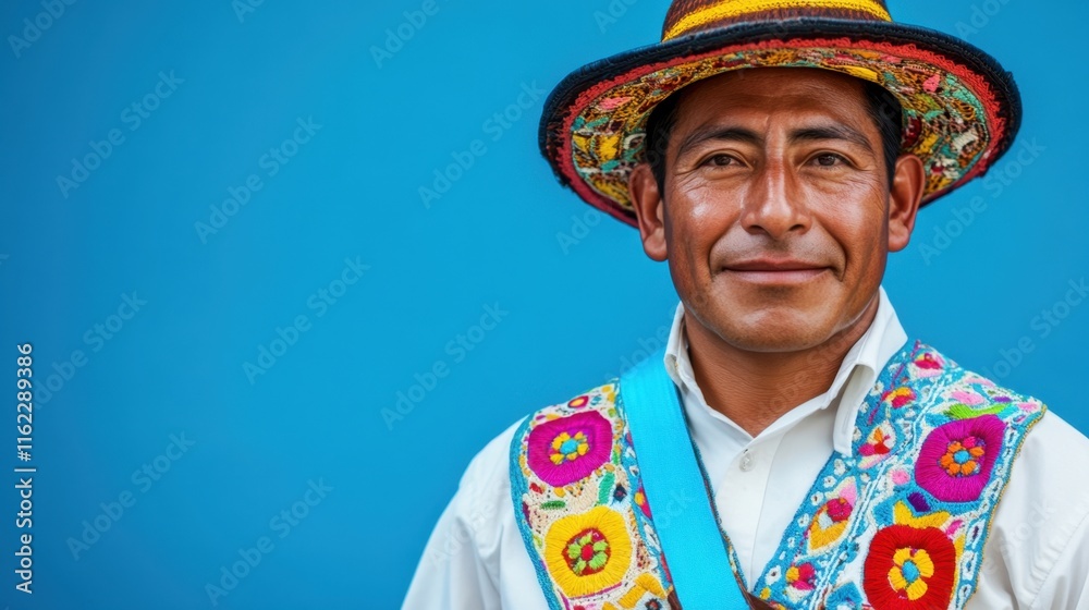 Obraz premium Colombian Man in Traditional Attire with Embroidery