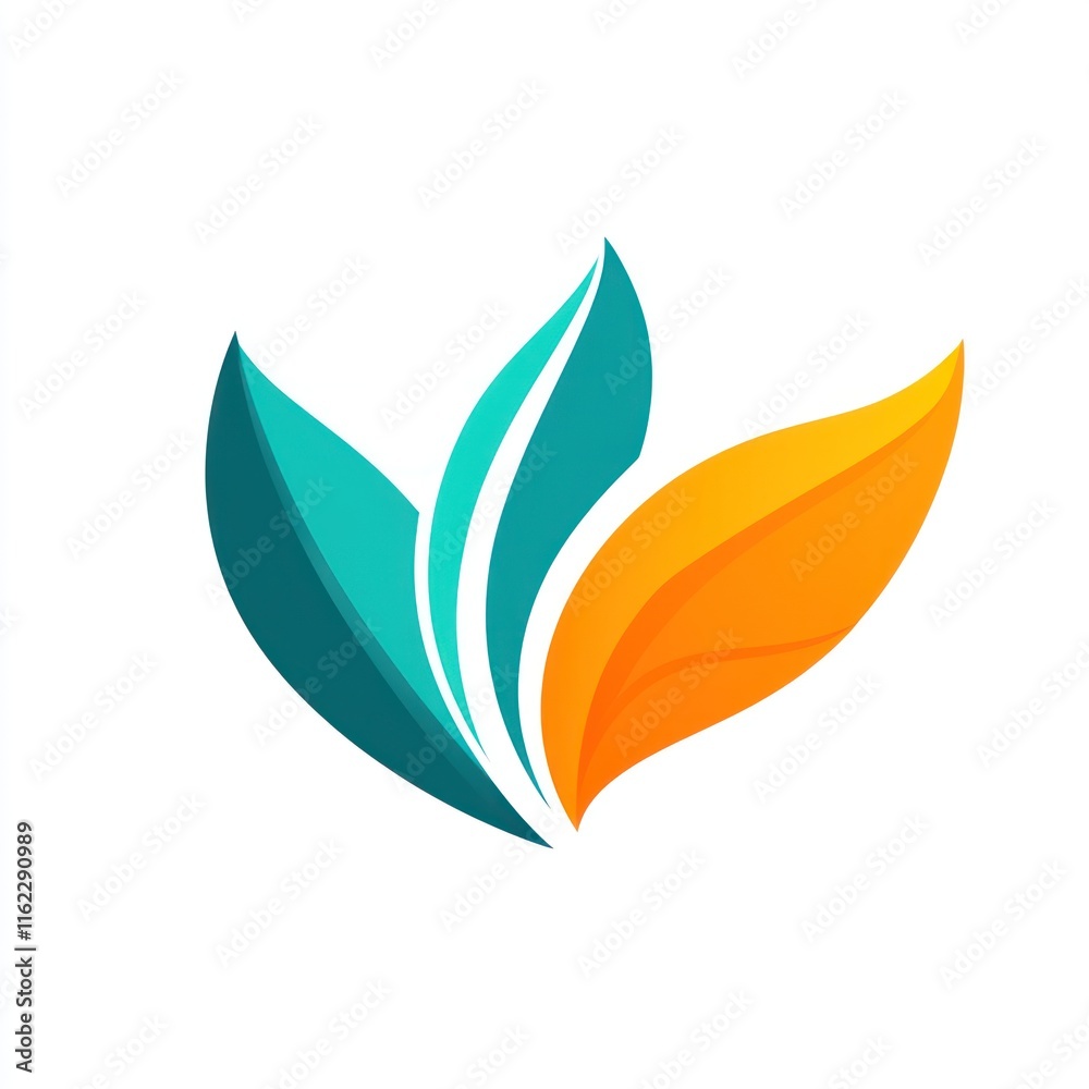 Abstract logo design with teal and orange leaves. Abstract logo design with teal and orange leaves.
