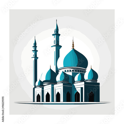 Mosque Building Vector Illustration Flat Style Design