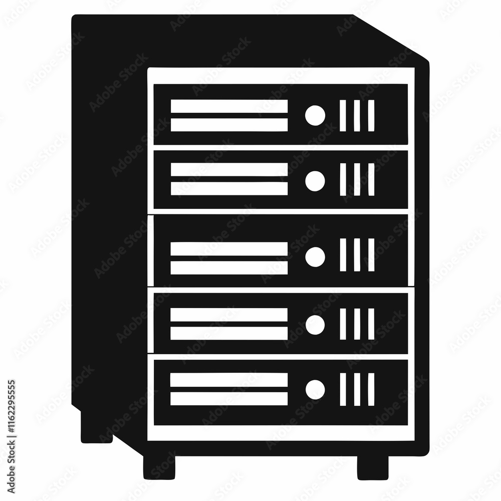 Server Rack Silhouette Vector Illustration Server Rack Silhouette Vector Illustration