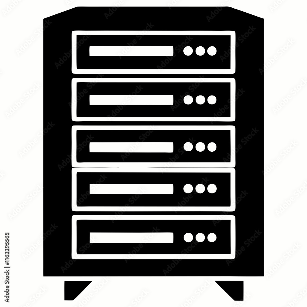 Server Rack Silhouette Vector Illustration