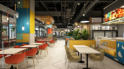 Affordable foodcourt dining, budget-friendly options, delicious meals, diverse cuisines, inviting spaces.