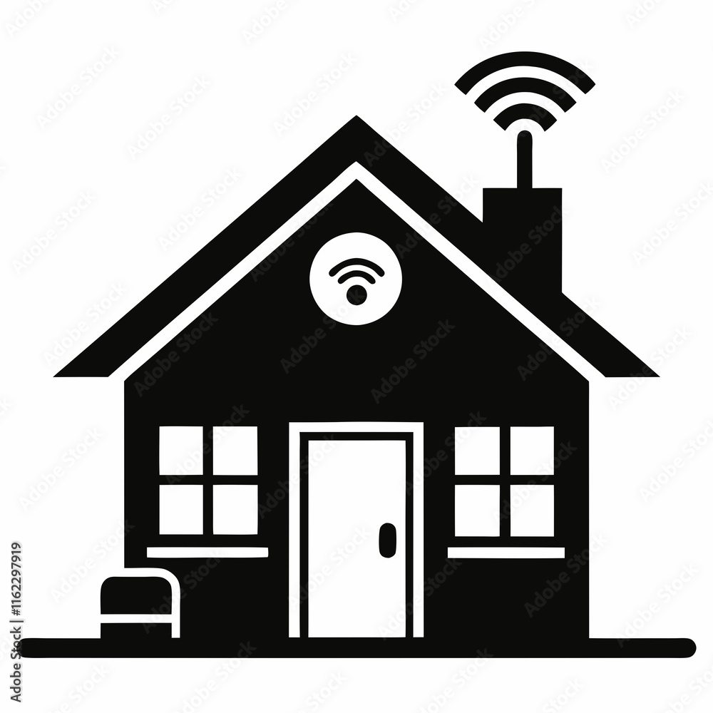 Smart Home Silhouette Vector Art Smart Home Silhouette Vector Art
