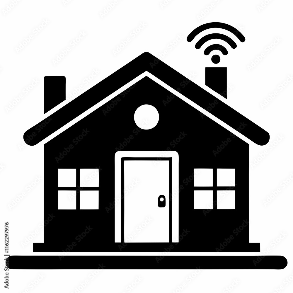 Smart Home Silhouette Vector Art Smart Home Silhouette Vector Art