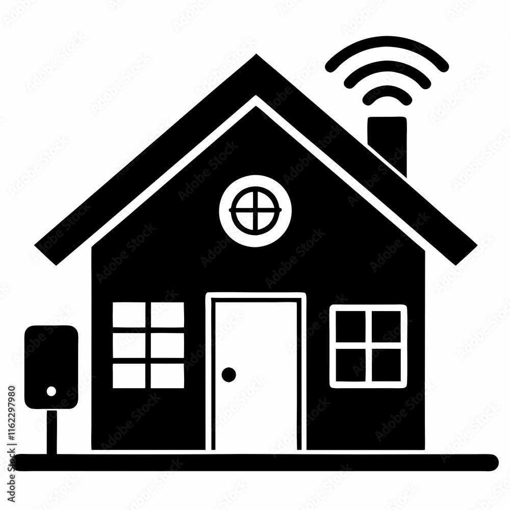 Smart Home Silhouette Vector Art Smart Home Silhouette Vector Art