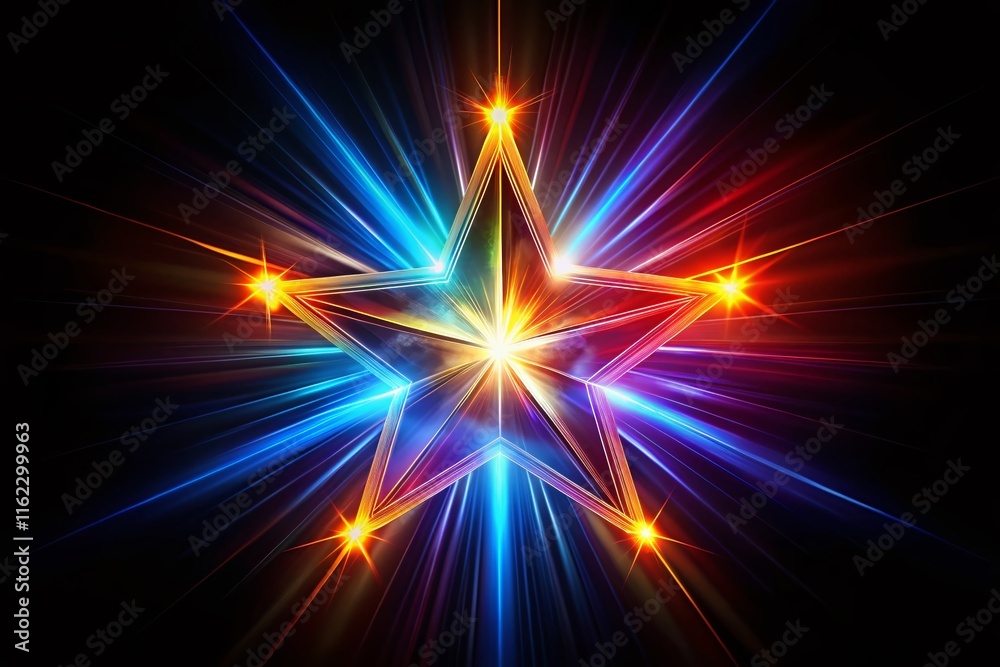 Naklejka premium Abstract Star Flare Black Background Wallpaper Design