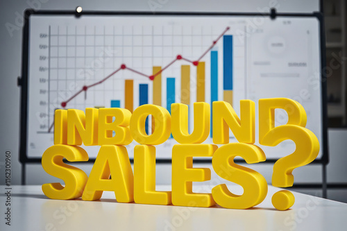 Yellow Inbound Sales Question Sign in Front of Growth Chart photo