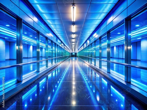 Airport Blue Corridor - Stunning AI Photo