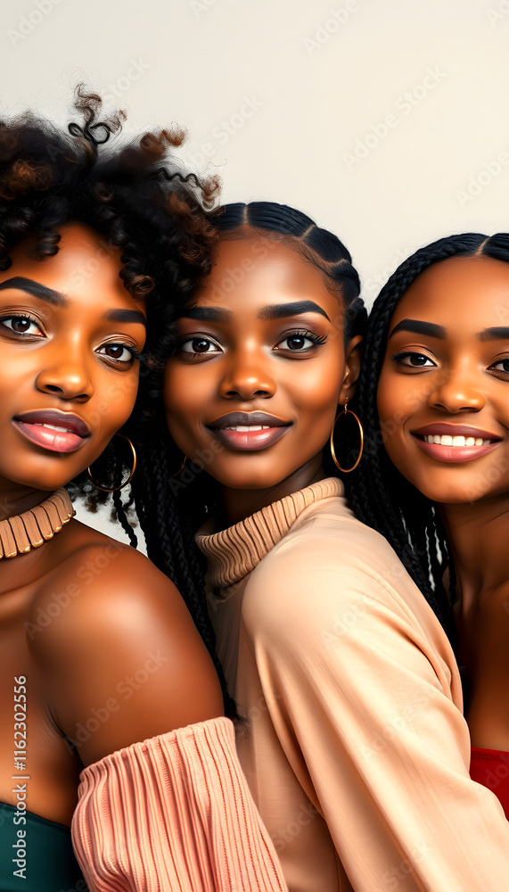 Obraz premium Beauty shot of multiracial group of women, magazine photoshoot, with white tones
