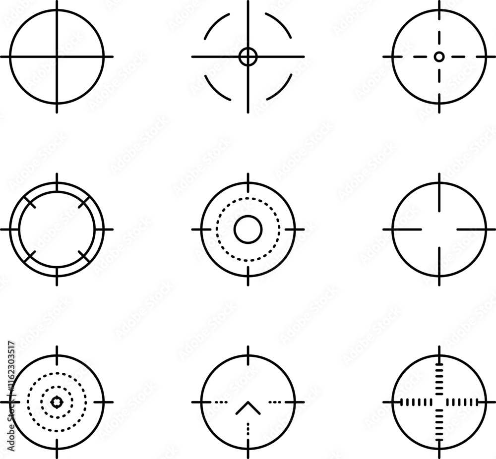 Vetor do Stock: Weapon sight, sniper rifle optical scope. Hunting gun ...