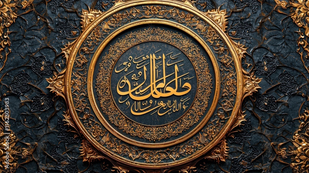 Obraz premium Ornate Golden Frame Encircles Elegant Arabic Calligraphy