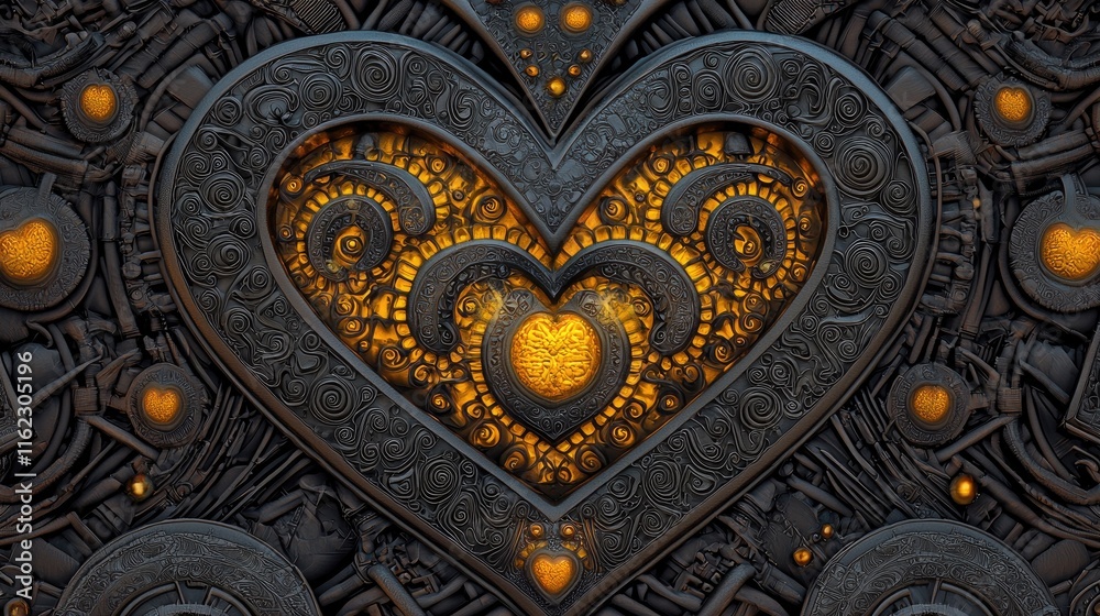 Obraz premium Intricate heart design artistic display digital art abstract environment close-up view love concept