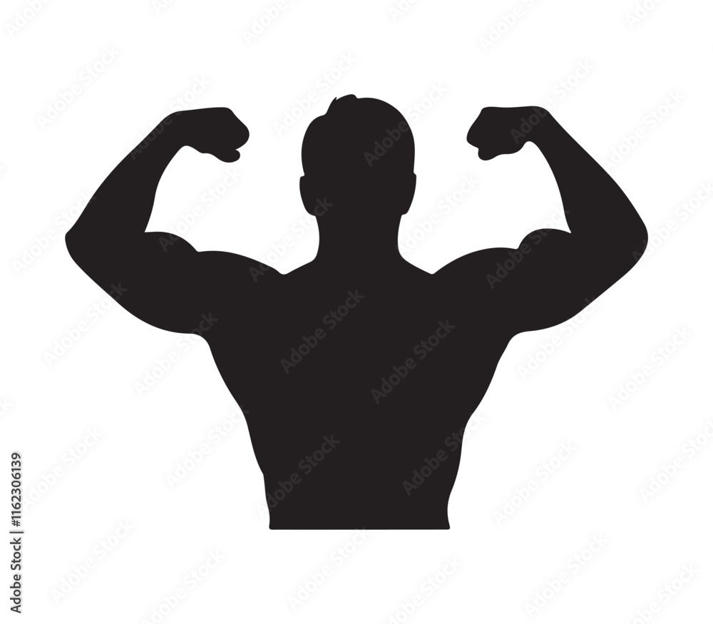 Fototapeta premium Bodybuilder icon. Black Bodybuilder silhouette icon on white background. Vector illustration