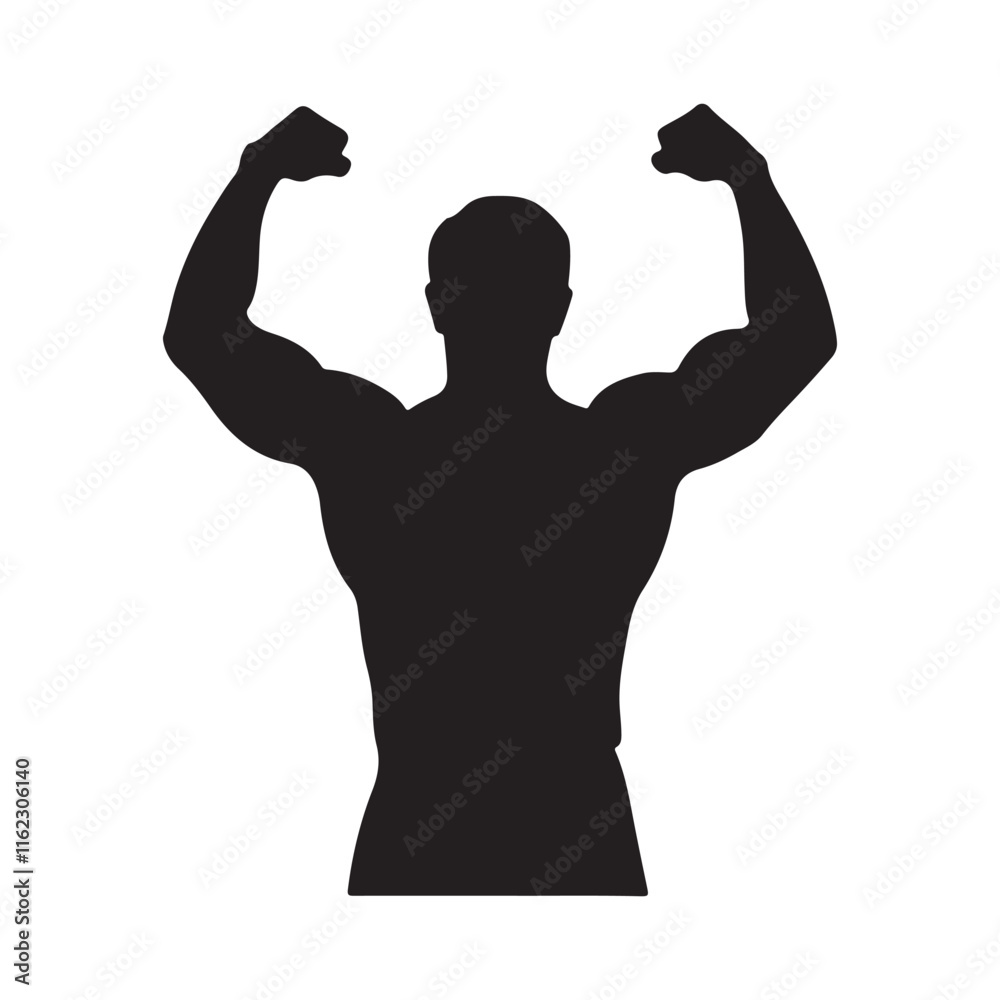Fototapeta premium Bodybuilder icon. Black Bodybuilder silhouette icon on white background. Vector illustration