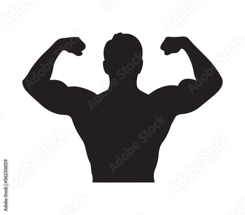 Bodybuilder icon. Black Bodybuilder silhouette  icon on white background. Vector illustration