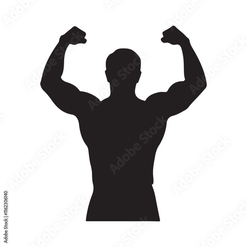 Bodybuilder icon. Black Bodybuilder silhouette  icon on white background. Vector illustration