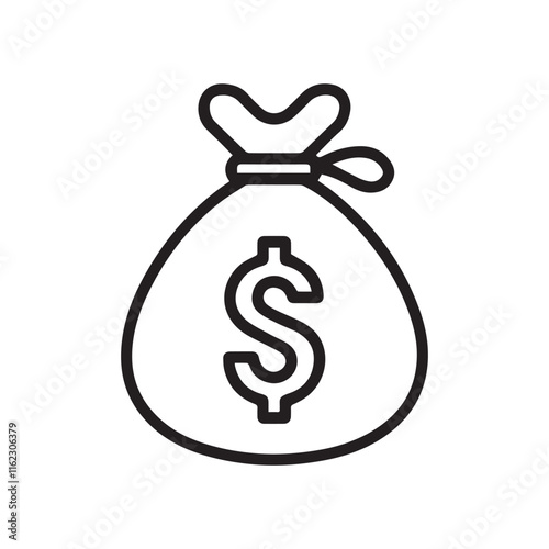 Money bag icon. Black Money bag icon on white background. Vector illustration