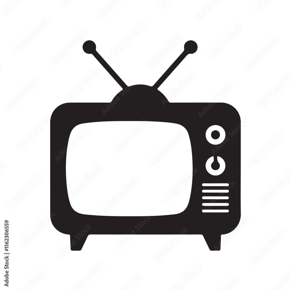 Retro TV icon. Black Retro TV icon on white background. Vector illustration Retro TV icon. Black Retro TV icon on white background. Vector illustration