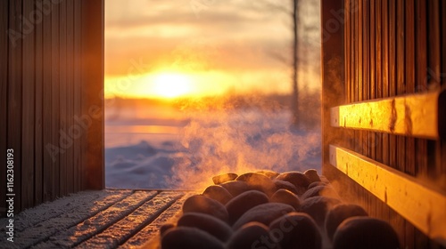 Sunrise Sauna Serenity: Winter Wonderland Steam