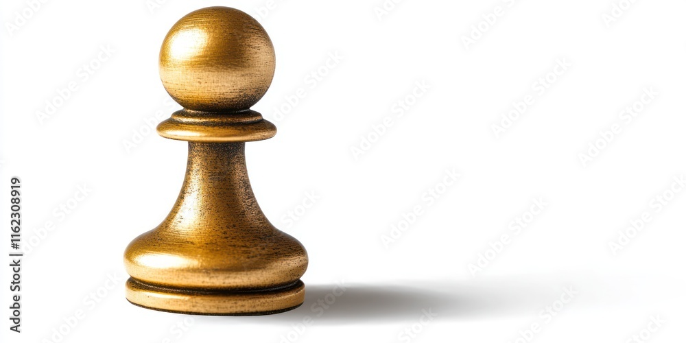 Golden pawn chess piece on white background for strategic game concept Golden pawn chess piece on white background for strategic game concept