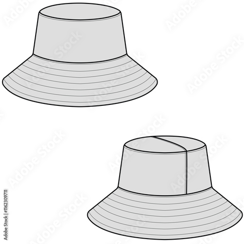 Bucket hat vector illustration. Bucket hat mock up editable	