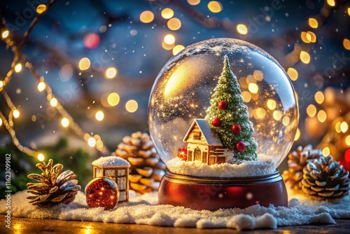 Christmas Snow Globe Scene - Sparkling Winter Wonderland