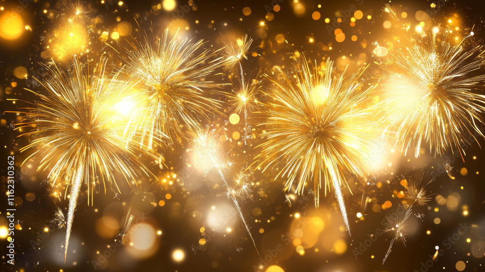 Fototapeta premium Golden fireworks light up the night sky during a festive celebration