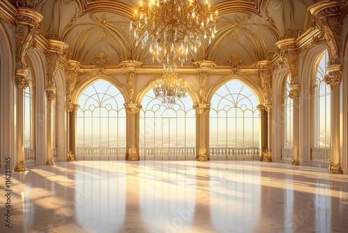 Elegant ballroom interior featuring exquisite art pieces.