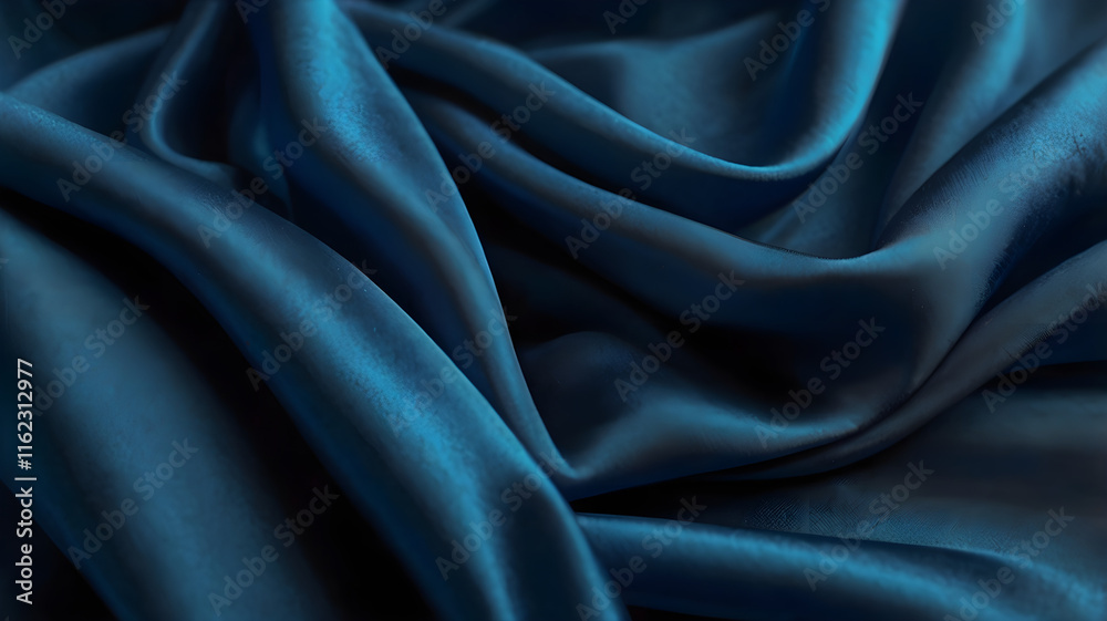 Fototapeta premium Beautifully Flowing Blue Silk Fabric on a Clear Background