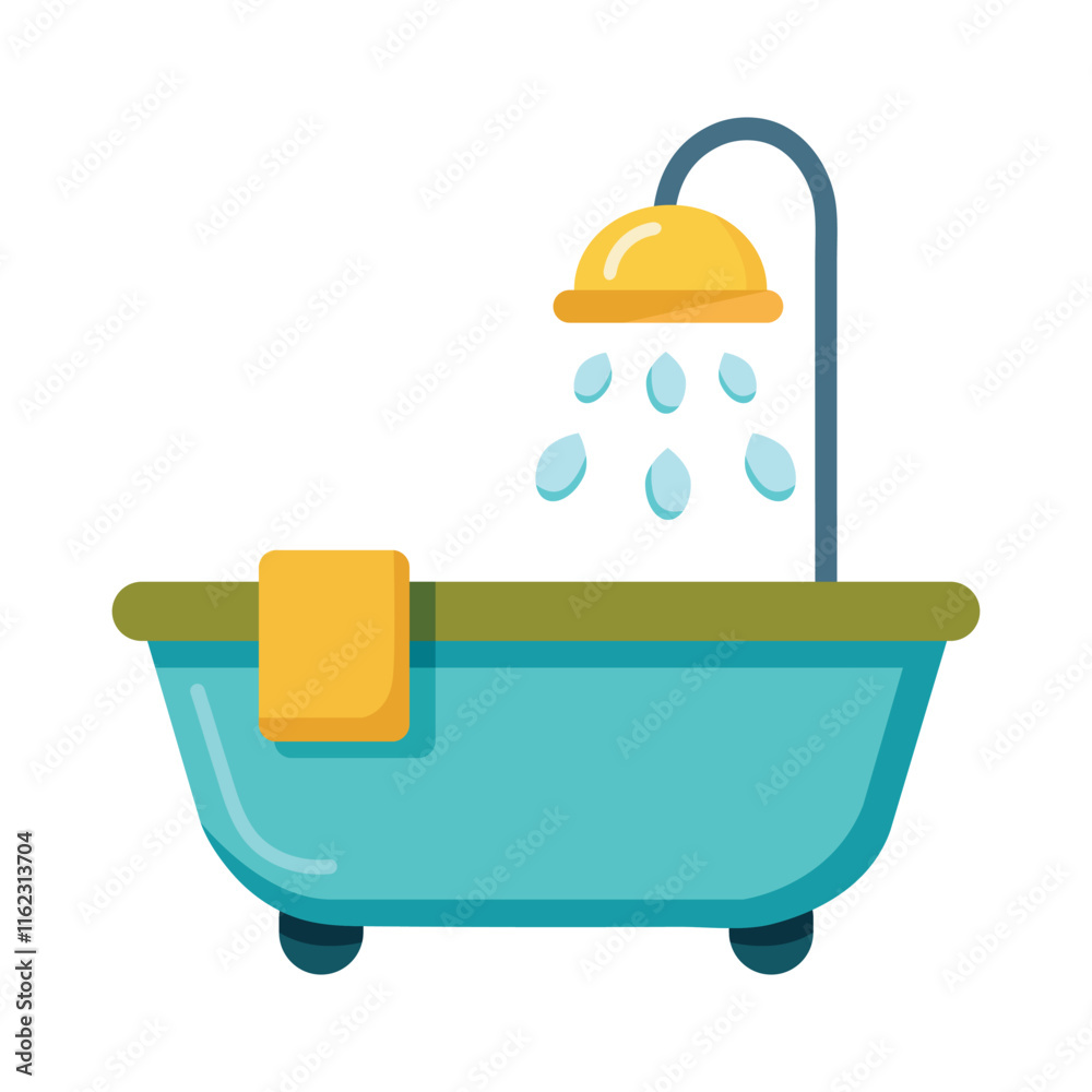 Illustration of Tub with shower isolated on white Illustration of Tub with shower isolated on white
