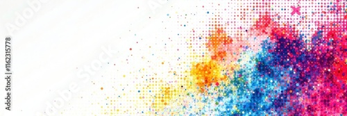 Abstract halftone pattern, white background, cyan, magenta, yellow , element, color