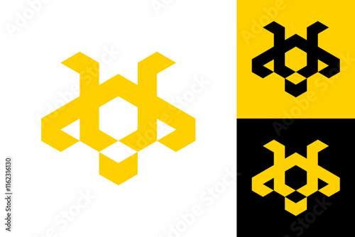Modern geometric bee logo design
