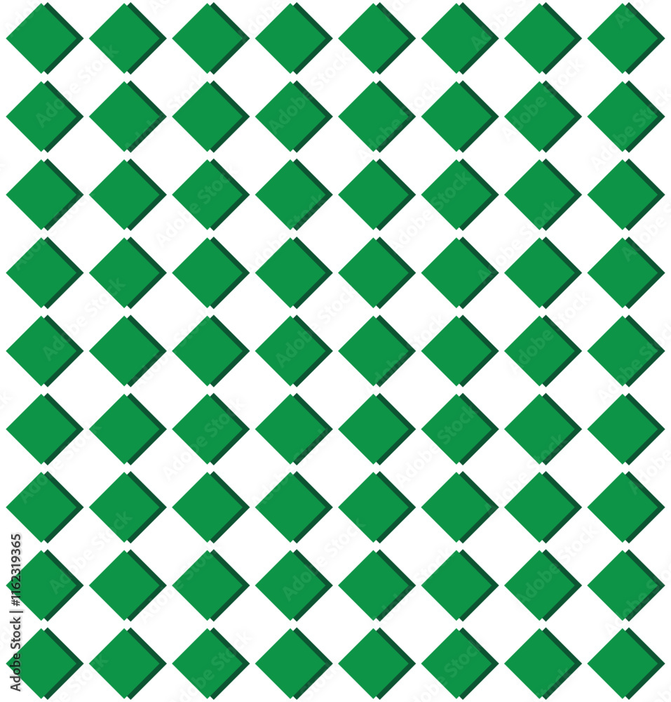 Rhombus rectangle pattern dark green colors on a white background.