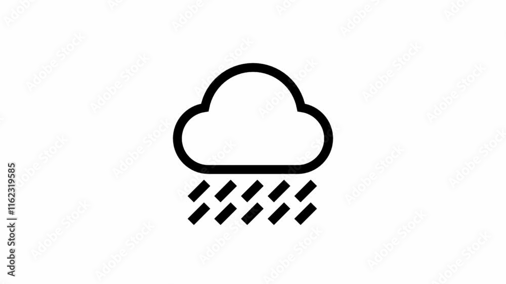 Cloud with rain - clean and modern weather icon motion design. Cloud with rain - clean and modern weather icon motion design.