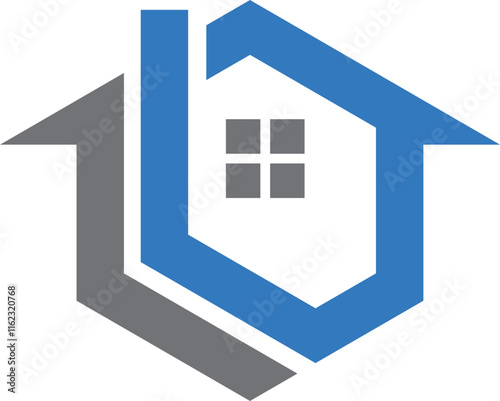 blue house icon  house realty business vector logo