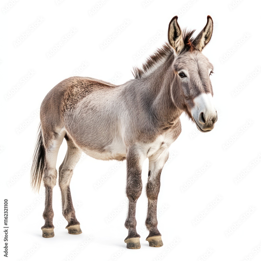 Donkey Isolated on White Background Generative AI Donkey Isolated on White Background Generative AI