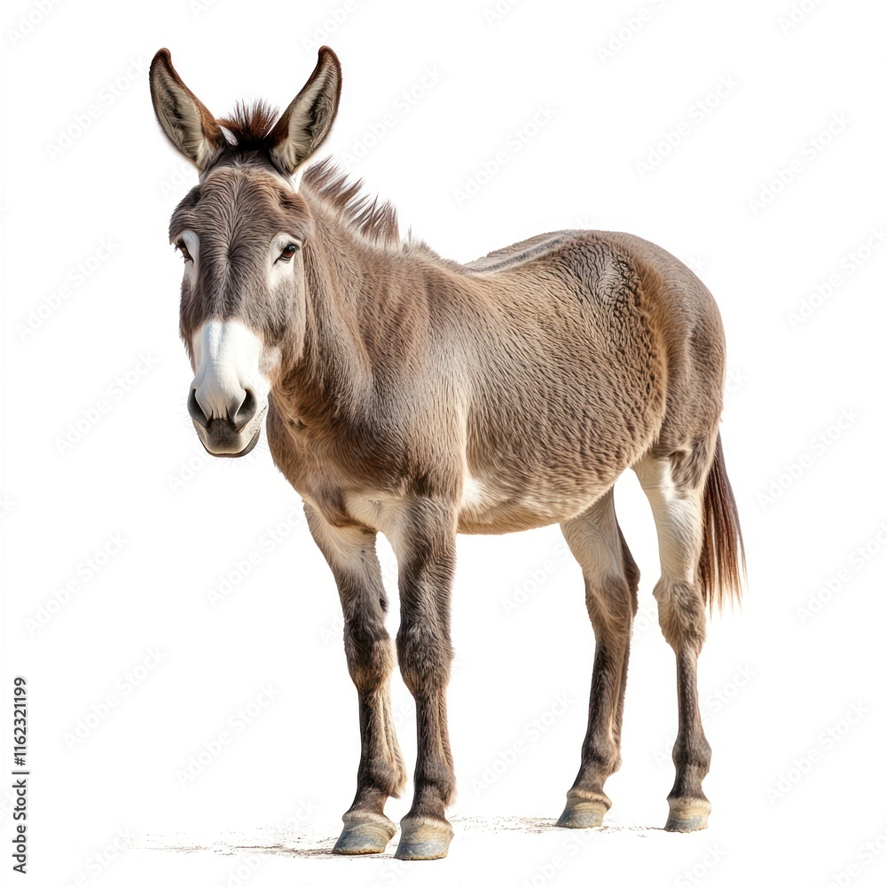 Donkey Isolated on White Background Generative AI Donkey Isolated on White Background Generative AI