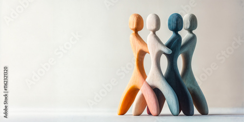4 figurines en bois représentant des personnes imbriquées