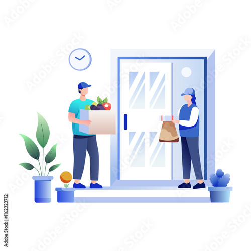 A flat illustration of delivery time 